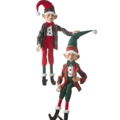 Red And Green Tartan Posable Elf (2 Styles) - 76Cm