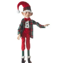 Red And Green Tartan Posable Elf (2 Styles) - 76Cm