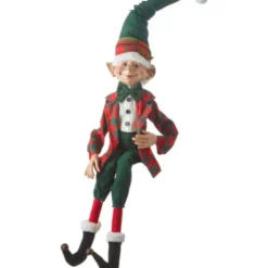 Red And Green Tartan Posable Elf (2 Styles) - 76Cm