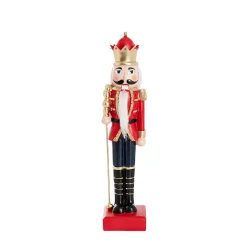 Red Black Traditional Nutcracker With Baton - 39Cm