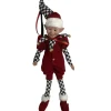 Red Black White Harlequin Christmas Elf - 35Cm