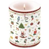 Red Candle With Symbols Of Christmas - 9Cm