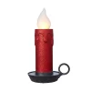 Red Glittered Battery Operated Candle - 44.5Cm