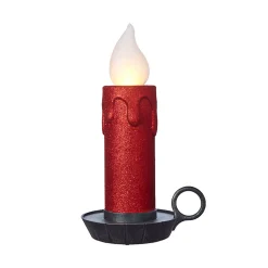 Red Glittered Battery Operated Candle - 44.5Cm
