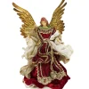Red Gold Angel With Harp - 25Cm