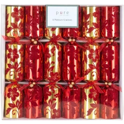 Red Gold Flowerburst Platinum Cracker (Pack Of 6) - 36Cm