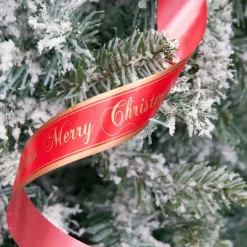 Red Gold Satin Merry Christmas Ribbon - 20M