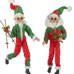 Red Green Skiing Posable Elf (2 Styles) - 40.5Cm