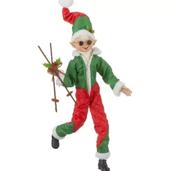 Red Green Skiing Posable Elf (2 Styles) - 40.5Cm