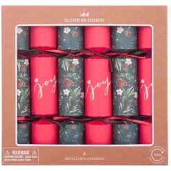 Red Green Winter Foliage Christmas Crackers (Pack Of 6) - 30Cm