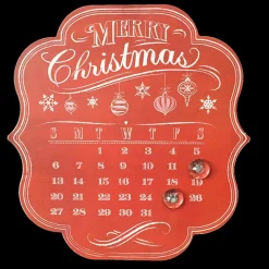 Red Metal Magnet Advent Calendar - 34Cm