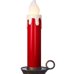 Red Metallic Battery Operated Light Up Candle - 57Cm