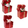 Red Metallic Present With Popup Santa (3 Styles) - 30Cm