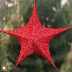Red Pop-Up Tinsel Star - 80Cm