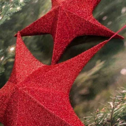 Red Pop-Up Tinsel Star - 80Cm