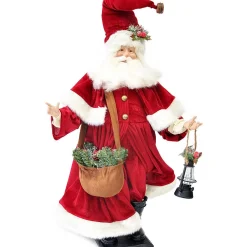 Red Santa With Lantern - 62.5Cm