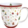 Red Trim Fine Bone China Mug With Symbols Of Christmas - 400Ml