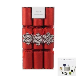 Red White Snowflake Premium Cracker (Pack Of 6) - 30Cm