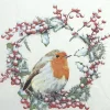 Robin In Wreath Luncheon Napkin (Pack Of 20) - 33Cm