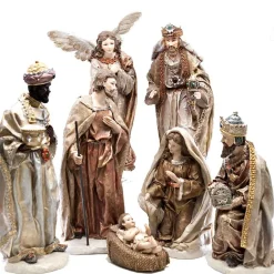 Roman Bronze And Gold Nativity (Set Of 7) - 30Cm