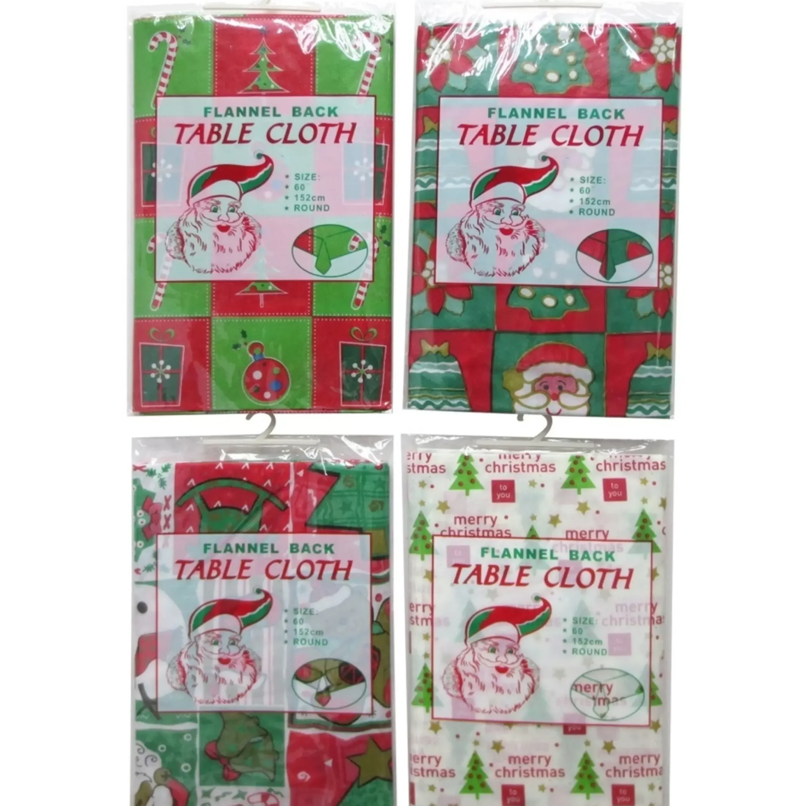 Round Vinyl Christmas Tablecloth - 152Cm