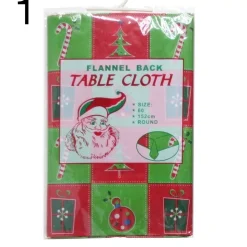 Round Vinyl Christmas Tablecloth - 152Cm