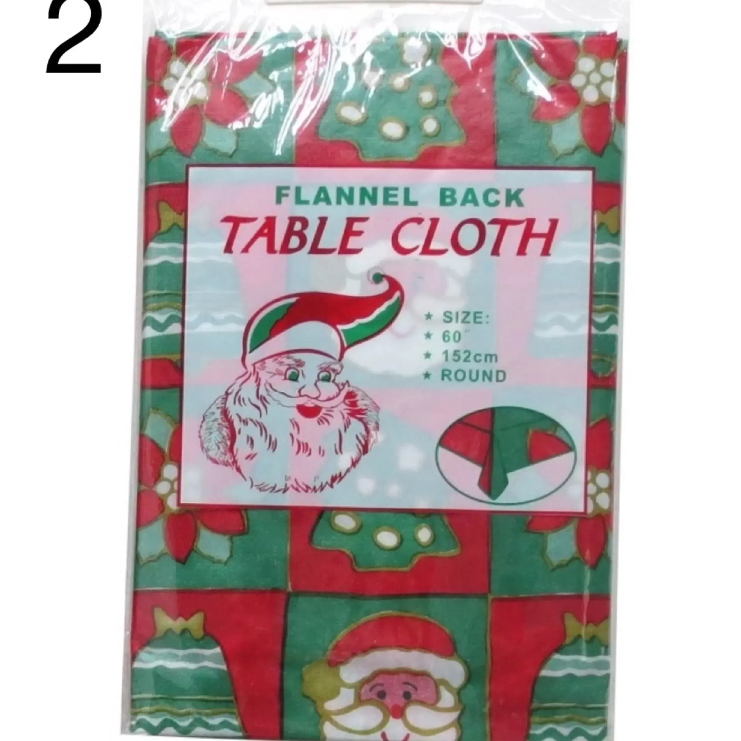 Round Vinyl Christmas Tablecloth - 152Cm