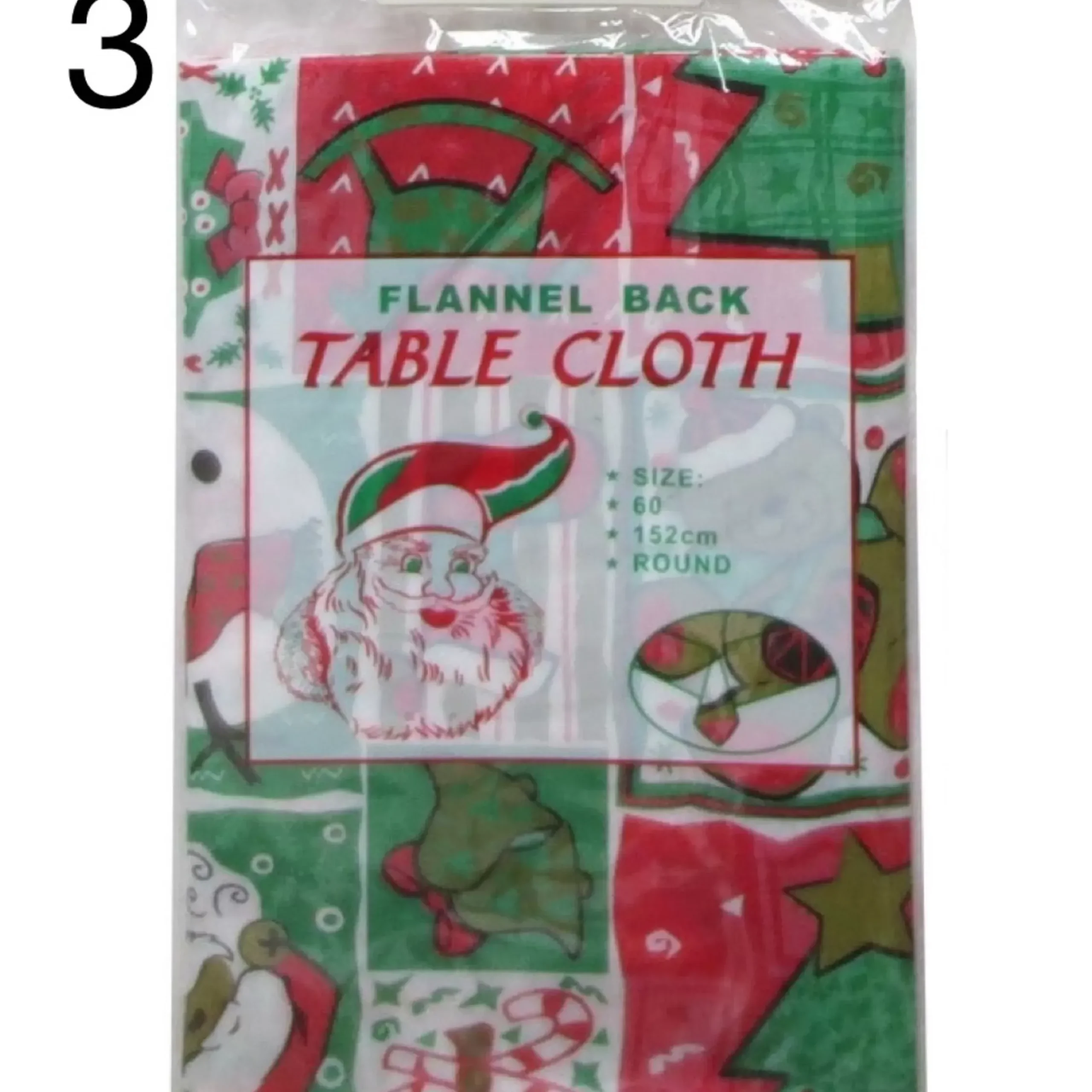 Round Vinyl Christmas Tablecloth - 152Cm