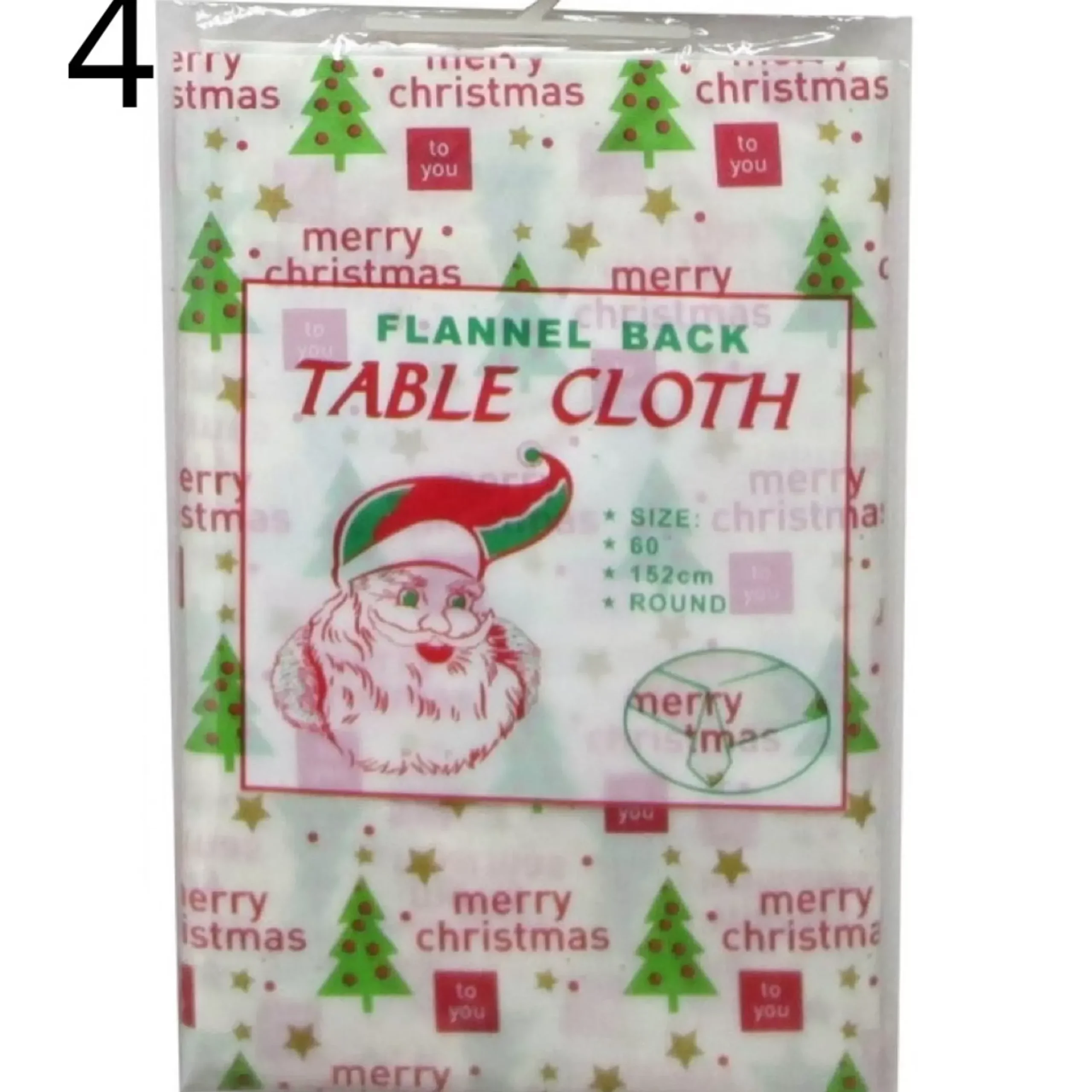 Round Vinyl Christmas Tablecloth - 152Cm