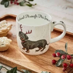 Royal Worcester Dachshund Through The Snow Mug - 12Cm