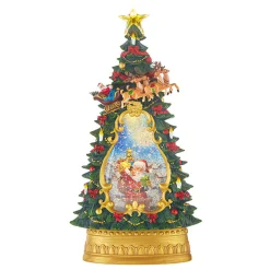 Santa In Chimney Light Up Water Tree - 35Cm