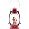 Santa On Chimney In Red Oval Water Lantern - 25Cm