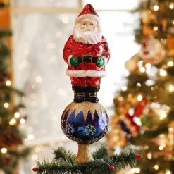 Santa Tree Top Glass Ornament - 30Cm
