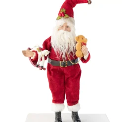 Santa With Teddy Bear And Rocking Horse - 42.5Cm
