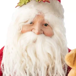 Santa With Teddy Bear And Rocking Horse - 42.5Cm