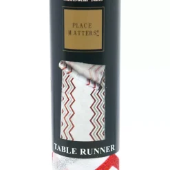 Silver And Red Chevron Table Runner - 36Cm