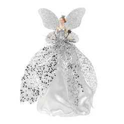 Silver Angel Cone Tree Topper - 28Cm