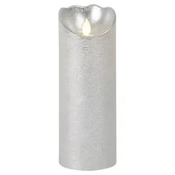 Silver Beacon Led Wax Pillar Candle - 20Cm