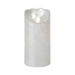 Silver Beacon Led Wax Pillar Candle - 15Cm