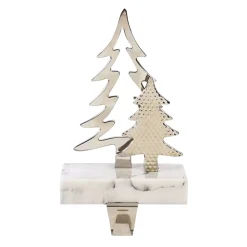 Silver Metal Tree With Marble Base Stocking Holder - 21Cm