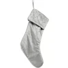 Silver Velvet Diamonte Stocking - 45Cm