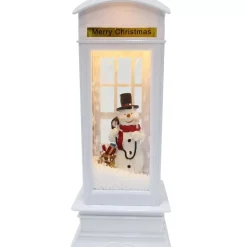 Snowing Santa Phone Booth Lightup Musical (2 Styles) - 33Cm