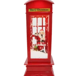 Snowing Santa Phone Booth Lightup Musical (2 Styles) - 33Cm