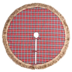 Tartan Faux Fur Tree Skirt Red - 109Cm