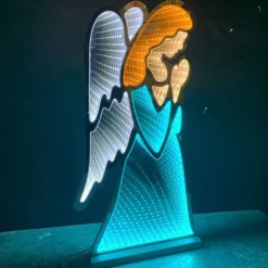 Teal And White Kneeling Angel Infinity Light (Indoor) - 60Cm