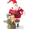 Traditional Santa Claus With Green Gift Bag - 47.5Cm