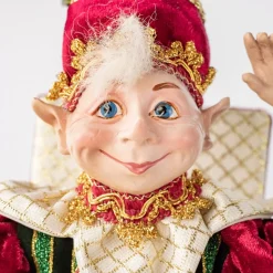 Velvet Burgundy Green Elf In A Box - 25Cm