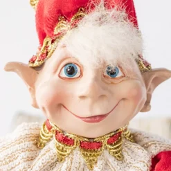 Velvet Red Beige Elf In A Box - 25Cm