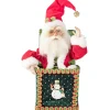 Velvet Red Green Santa In A Box - 25Cm