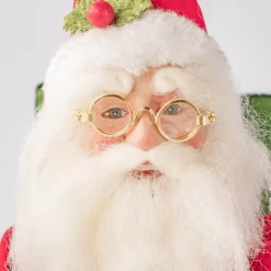 Velvet Red Green Santa In A Box - 25Cm